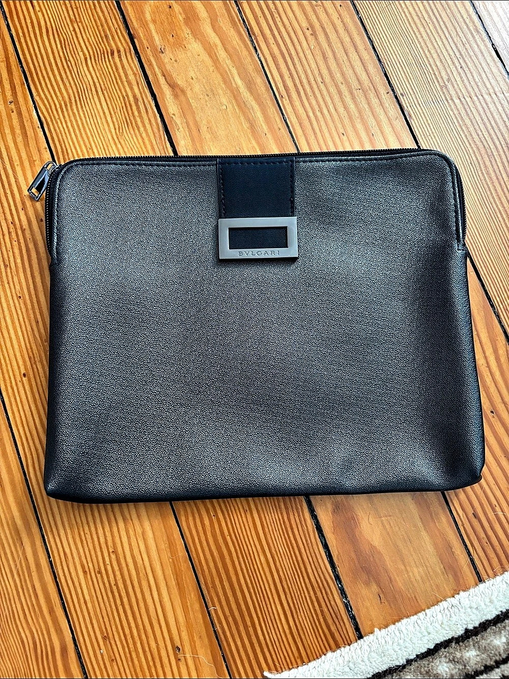 Bvlgari Parfums Black Textured Cosmetic Pouch Laptop Sleeve